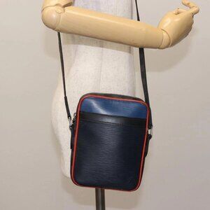 LOUIS VUITTON Epi Damier Graphite Danube PM Bag Navy M51460 LV Auth BA6348